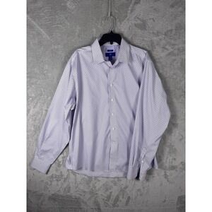 Egara Dress Shirt Mens XL Purple Geometric Non-Iron Slim Fit Long Sleeve